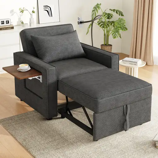 Sofá cama CollaHausse en terciopelo acanalado, Plegable, Multifuncional Sofá cama CollaHausse en terciopelo acanalado, Plegable, Multifuncional