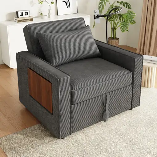Sofá cama CollaHausse en terciopelo acanalado, Plegable, Multifuncional