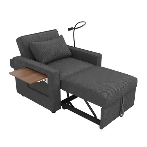 Sofá cama CollaHausse en terciopelo acanalado, Plegable, Multifuncional
