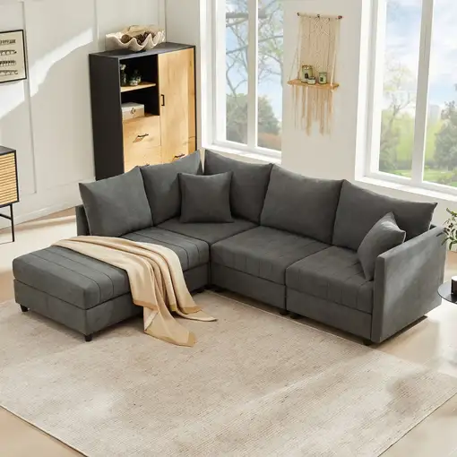 Sofá de esquina CollaHausse Modular, Con puf convertible, Forma en L, Forma en U Sofá de esquina CollaHausse Modular, Con puf convertible, Forma en L, Forma en U