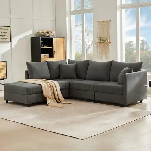 Sofá de esquina CollaHausse Modular, Con puf convertible, Forma en L, Forma en U