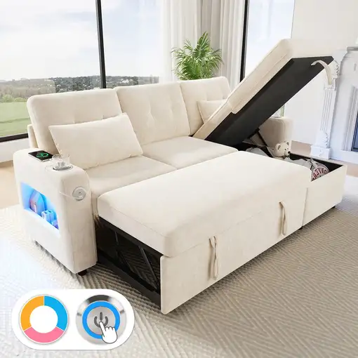 Sofá de esquina CollaHausse Forma en L, Función de cama, Almacenamiento Sofá de esquina CollaHausse Forma en L, Función de cama, Almacenamiento