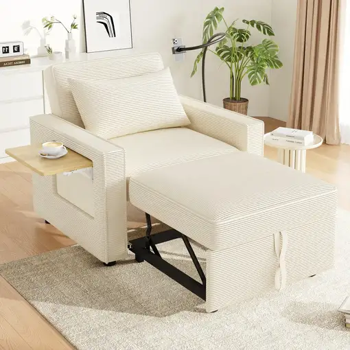 Sofá cama CollaHausse en terciopelo acanalado, Plegable, Multifuncional Sofá cama CollaHausse en terciopelo acanalado, Plegable, Multifuncional