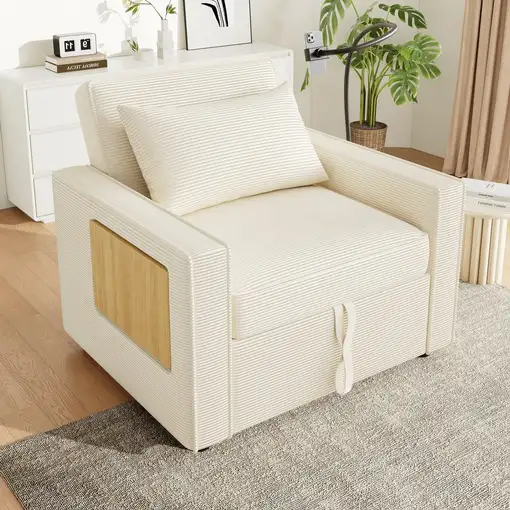 Sofá cama CollaHausse en terciopelo acanalado, Plegable, Multifuncional