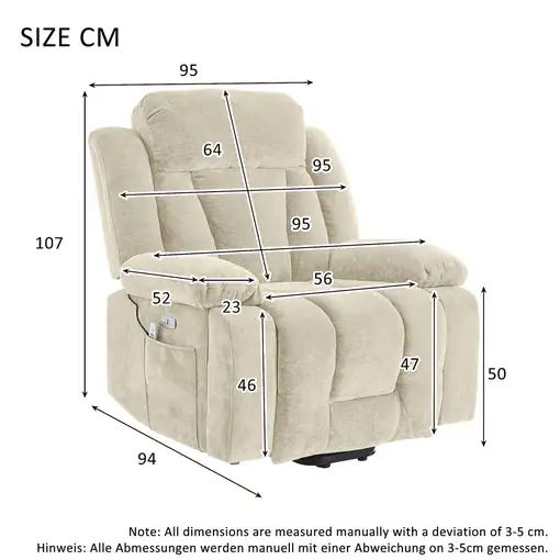 Sillón CollaHausse en tela, Masaje eléctrico de 8 puntos 95x94x107cm