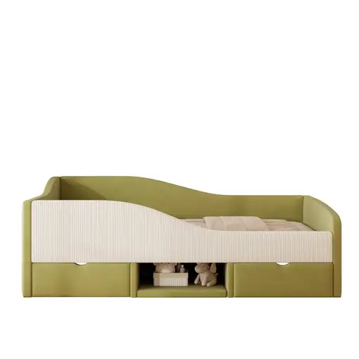 Cama CollaHausse en terciopelo, Multifunción, Dos cajones 90x190cm