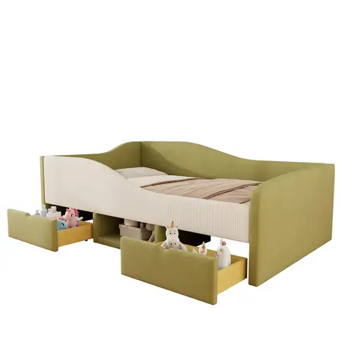 Cama CollaHausse en terciopelo, Multifunción, Dos cajones 90x190cm