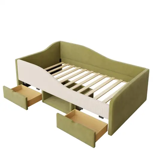 Cama CollaHausse en terciopelo, Multifunción, Dos cajones 90x190cm
