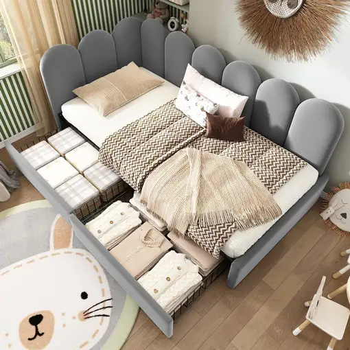 Cama CollaHausse en terciopelo, Con cajones, Con somier de láminas 90x190cm