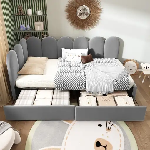 Cama CollaHausse en terciopelo, Con cajones, Con somier de láminas 90x190cm