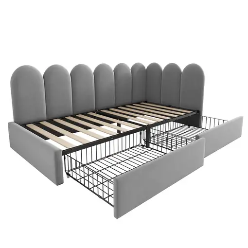 Cama CollaHausse en terciopelo, Con cajones, Con somier de láminas 90x190cm