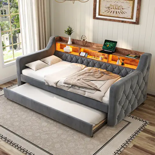 Sofá cama CollaHausse en terciopelo, Ahorro de espacio 90x190cm Sofá cama CollaHausse en terciopelo, Ahorro de espacio 90x190cm