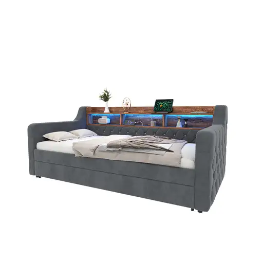 Sofá cama CollaHausse en terciopelo, Ahorro de espacio 90x190cm
