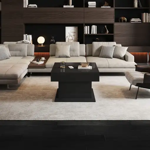 Mesa de centro CollaHausse Tablero giratorio 360°, Altura ajustable 70x70x45cm Mesa de centro CollaHausse Tablero giratorio 360°, Altura ajustable 70x70x45cm