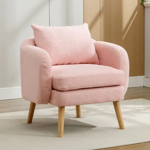 Sillón CollaHausse en terciopelo teddy, con cojín, cojín extra grueso, acolchado