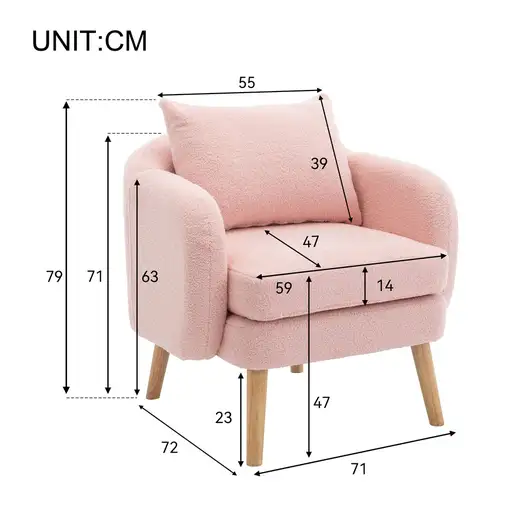 Sillón CollaHausse en terciopelo teddy, con cojín, cojín extra grueso, acolchado