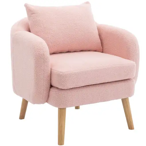 Sillón CollaHausse en terciopelo teddy, con cojín, cojín extra grueso, acolchado