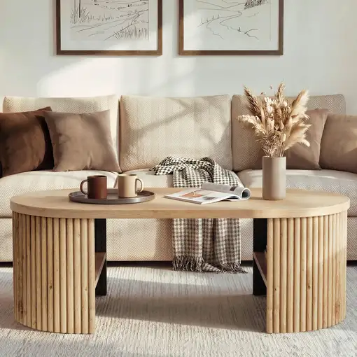 Mesa de centro CollaHausse en mdf, Ovalado 100x50x35cm