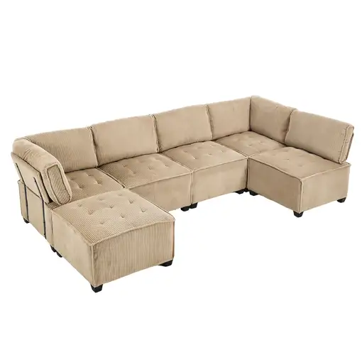 Sofá modular CollaHausse de pana, Modular, Ergonómico, Bolsillos de almacenamiento