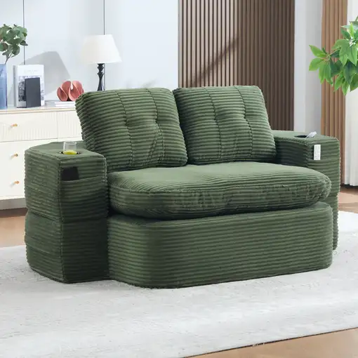 Sillón cama CollaHausse en terciopelo acanalado, 2 en 1, Función de cama Sillón cama CollaHausse en terciopelo acanalado, 2 en 1, Función de cama