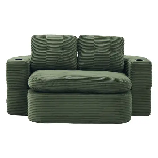 Sillón cama CollaHausse en terciopelo acanalado, 2 en 1, Función de cama