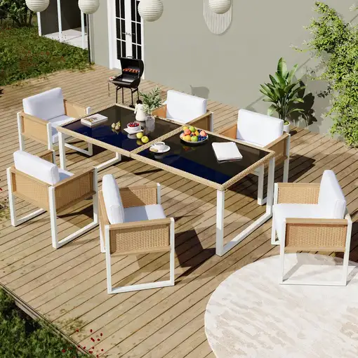 Conjunto de mesa y sillas CollaHausse de poli-ratán, Conjunto de mesa y sillas