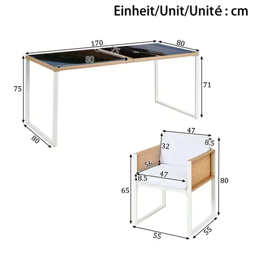 Conjunto de mesa y sillas CollaHausse de poli-ratán, Conjunto de mesa y sillas