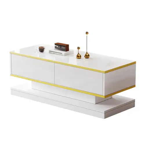 Mesa de centro CollaHausse 2 cajones grandes, Lacado brillante 100x50x38cm