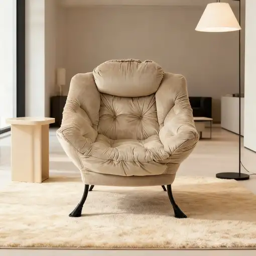 Sillón CollaHausse con puf, reposabrazos, bolsillo lateral, reposapiés