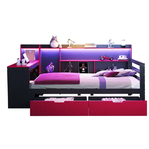 Cama CollaHausse en madera, Con estantería 90x200cm