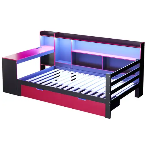 Cama CollaHausse en madera, Con estantería 90x200cm