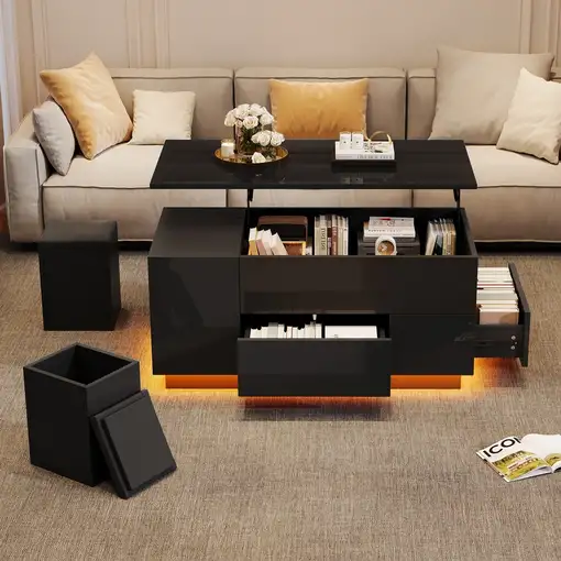 Mesa de centro CollaHausse 4 en 1, Altura ajustable 100x50x45cm
