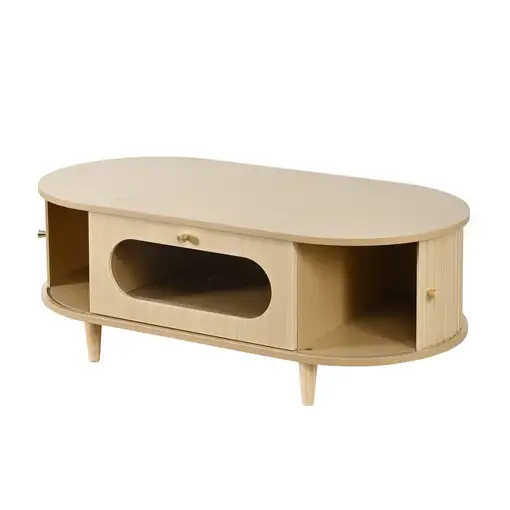 Mesa de centro CollaHausse en madera, 1 cajón, puerta corredera 100x50x36cm