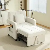 Sillón cama CollaHausse en chenilla, Dos en uno, Con cojín, Bolsillos laterales