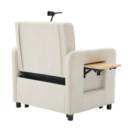 Sillón cama CollaHausse en chenilla, Dos en uno, Con cojín, Bolsillos laterales