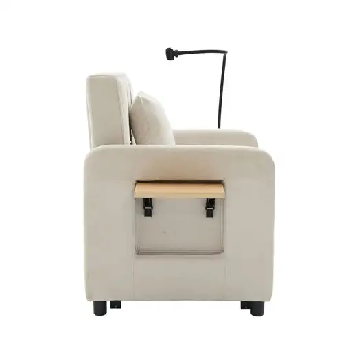 Sillón cama CollaHausse en chenilla, Dos en uno, Con cojín, Bolsillos laterales