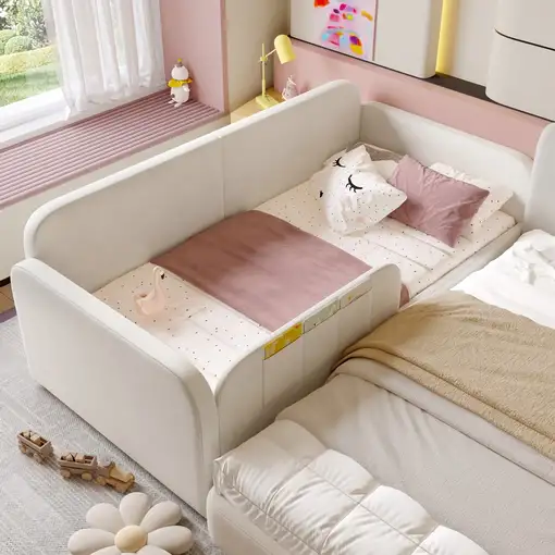 Cama CollaHausse en terciopelo, Somier de láminas 90x200cm