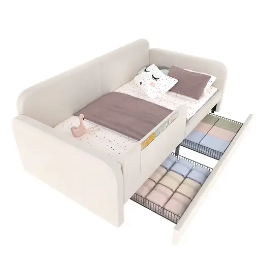 Cama CollaHausse en terciopelo, Somier de láminas 90x200cm