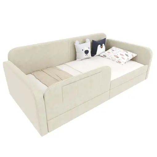 Cama CollaHausse en terciopelo, Somier de láminas 90x200cm