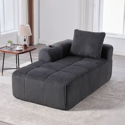 Sillón CollaHausse en terciopelo acanalado, sin montaje, cojín de respaldo