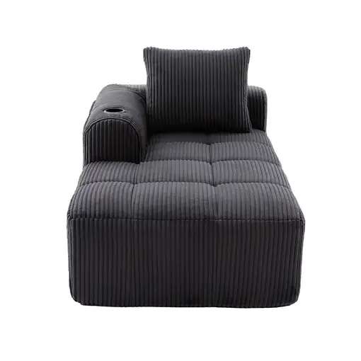 Sillón CollaHausse en terciopelo acanalado, sin montaje, cojín de respaldo