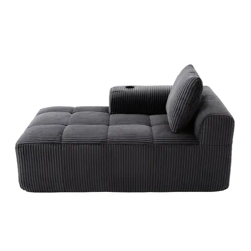 Sillón CollaHausse en terciopelo acanalado, sin montaje, cojín de respaldo