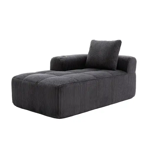 Sillón CollaHausse en terciopelo acanalado, sin montaje, cojín de respaldo