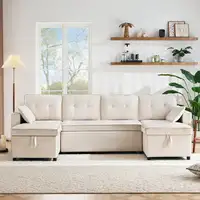 Sofá cama CollaHausse en algodón y lino, Función de cama, Forma en U Sofá cama CollaHausse en algodón y lino, Función de cama, Forma en U