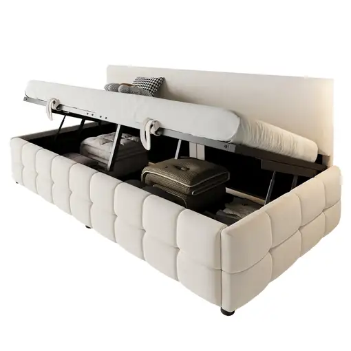 Cama CollaHausse en terciopelo, Con almacenamiento hidráulico 90x200cm