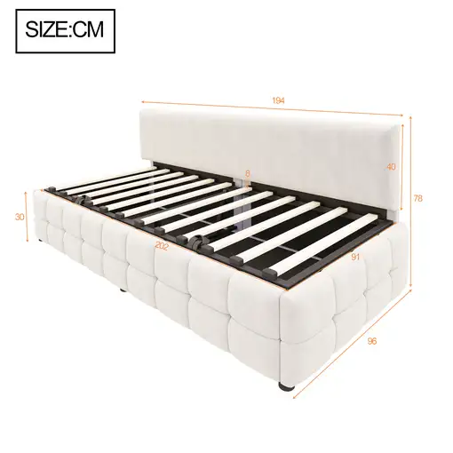 Cama CollaHausse en terciopelo, Con almacenamiento hidráulico 90x200cm