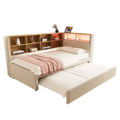 Sofá cama CollaHausse de franela, Bombillas altamente eficientes 90x200cm