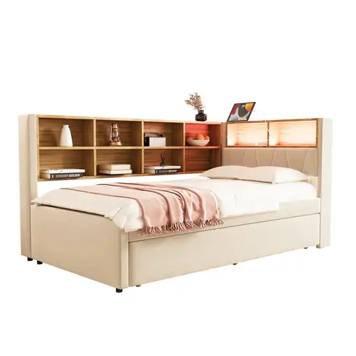 Sofá cama CollaHausse de franela, Bombillas altamente eficientes 90x200cm