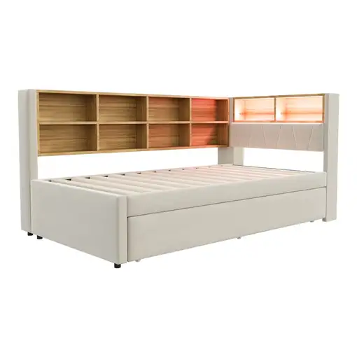 Sofá cama CollaHausse de franela, Bombillas altamente eficientes 90x200cm