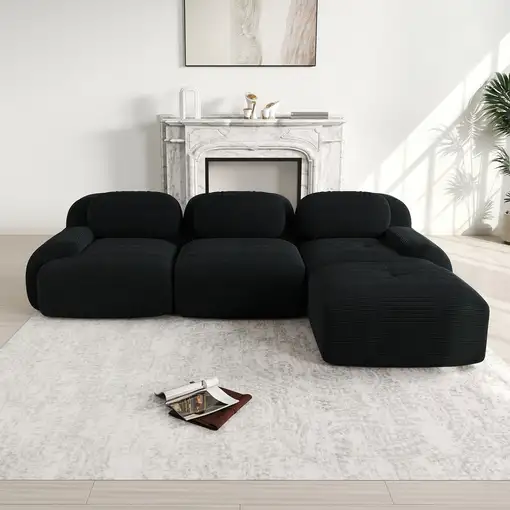 Sofá de esquina CollaHausse de pana, Modular, Sin montaje, Sin marco, Ergonómico Sofá de esquina CollaHausse de pana, Modular, Sin montaje, Sin marco, Ergonómico